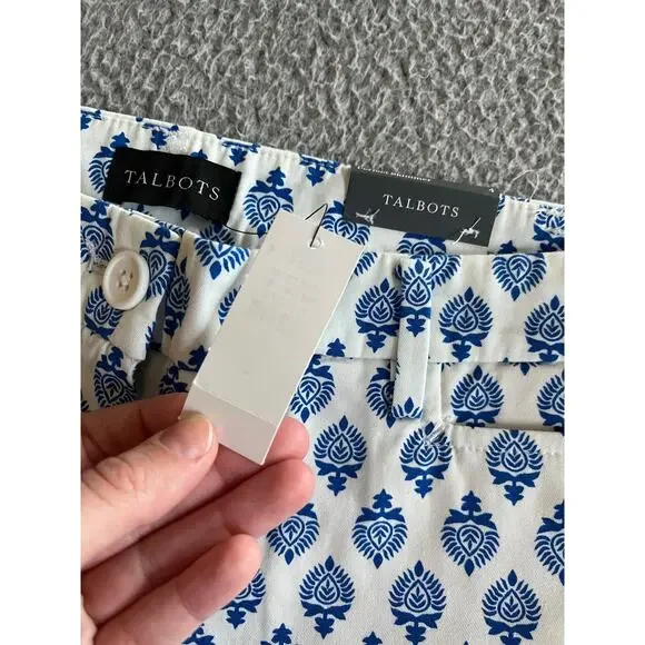 NWT Talbots Perfect Skimmer Pants 4 Small Slim Leg Crop Geometric Beach Classic - Picture 12 of 16